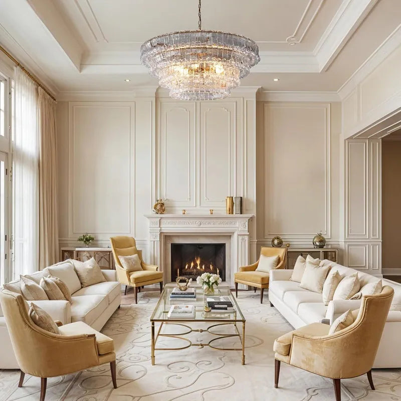 36In-67.4 In. 6-Lights Gold Crystal Drum Chandelier