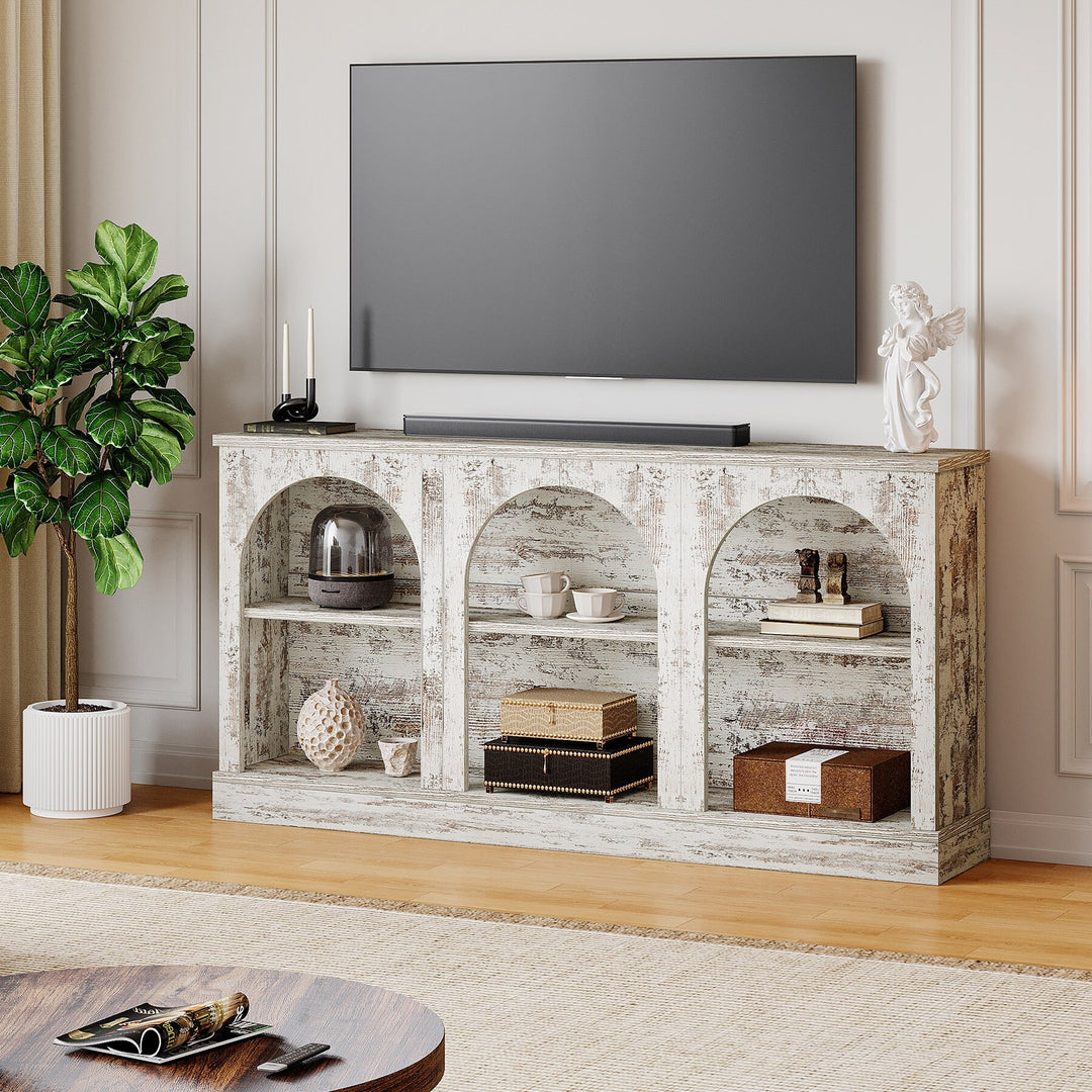 Farmhouse TV Stand for Tvs up to 65 Inches, Farmhouse Entertainment Center with Storage