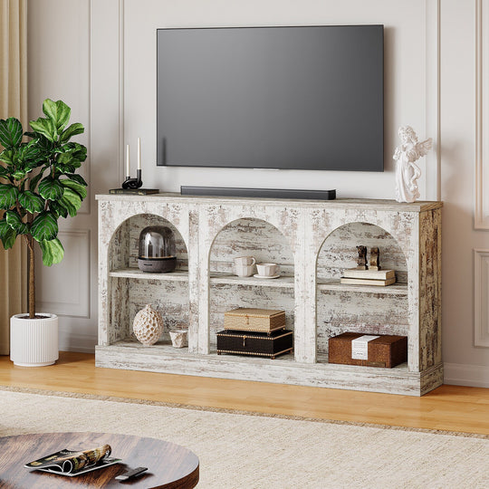 Farmhouse TV Stand for Tvs up to 65 Inches, Farmhouse Entertainment Center with Storage