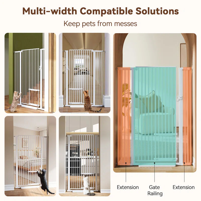 Ermila 55.1" Extra Tall Pet Gate, 29.5-40.6" Extra Wide Heavy Duty Metal Safety Gates, Dog Gates Baby Gates with Adjustable Cat Door