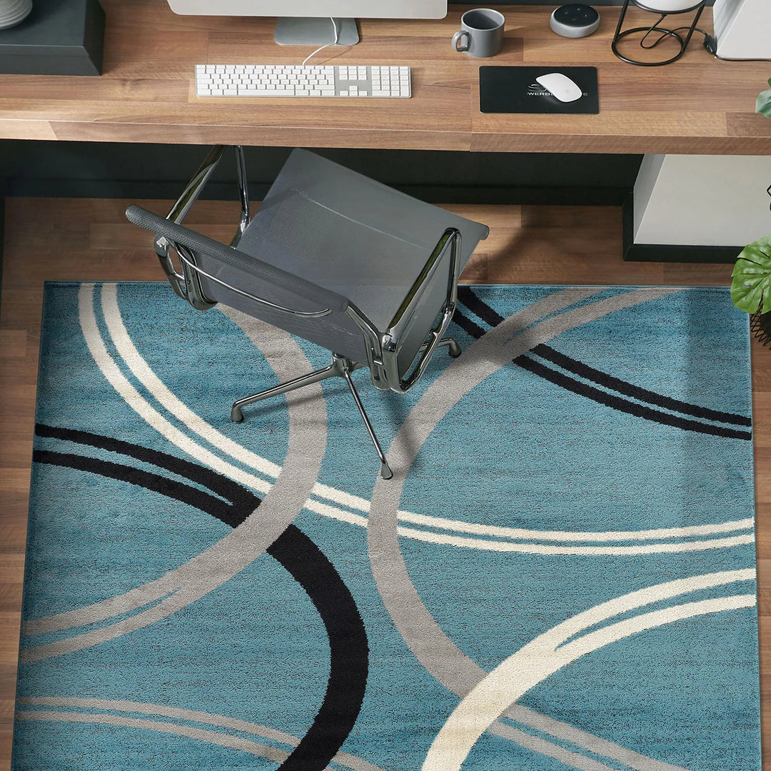 Contemporary Abstract Circles Design Area Rug