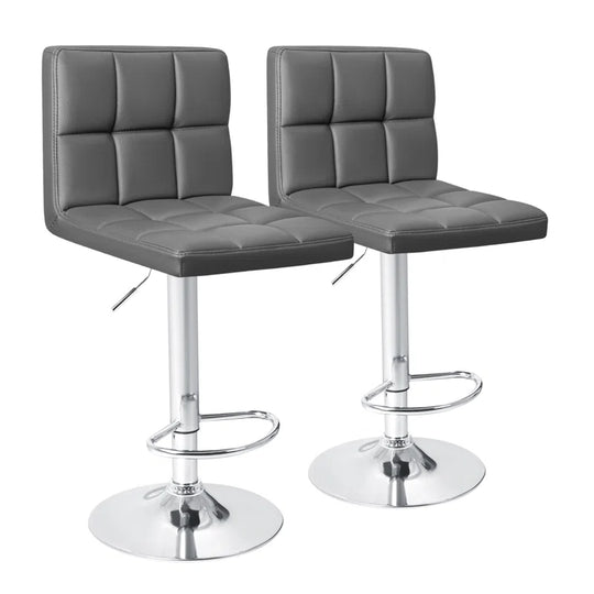 Swivel Upholstered Adjustable Height Counter Stool with Metal Frame