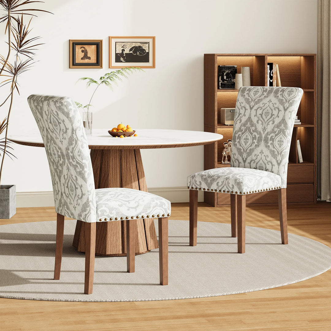 RENEWLINE Dining Chairs, Fabric with Nailhead Trim and Wood Legs