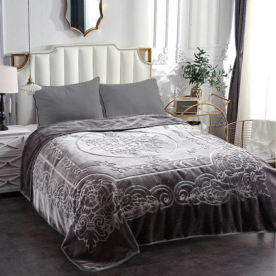 Embossed Floral Bed Blanket 85"X95" - 9Lbs
