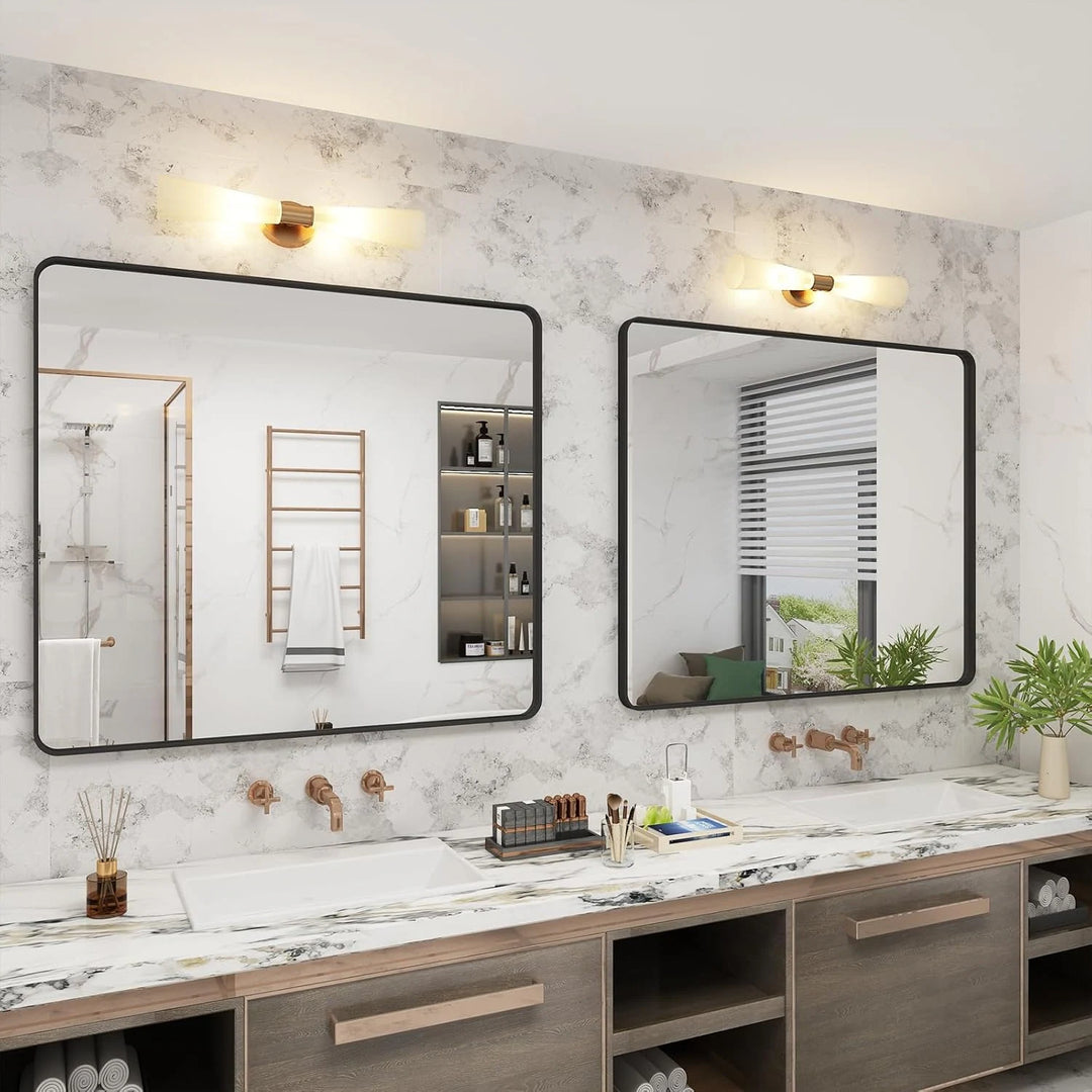 Aluminum Alloy Framed French Cleat Mounted Tempered Glass Wall Vanity Mirror