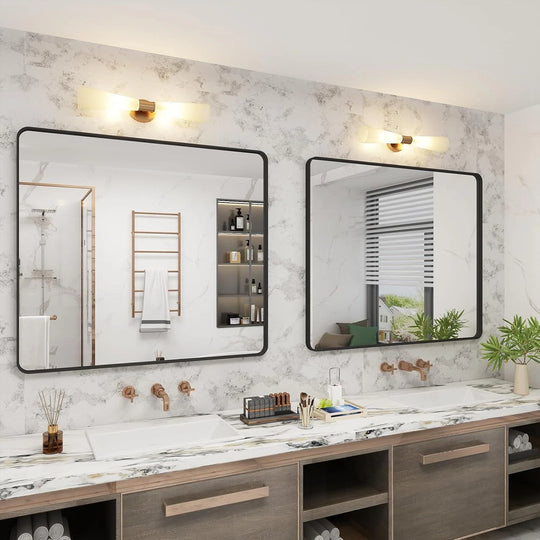 Aluminum Alloy Framed French Cleat Mounted Tempered Glass Wall Vanity Mirror