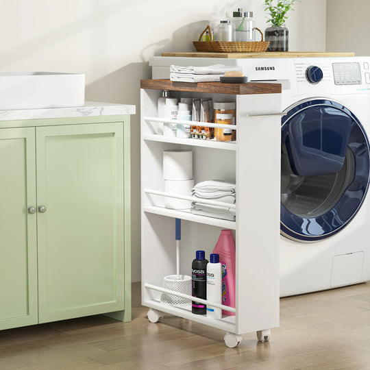 Slim Storage Cart, Rolling Narrow Kitchen Cart on Wheels