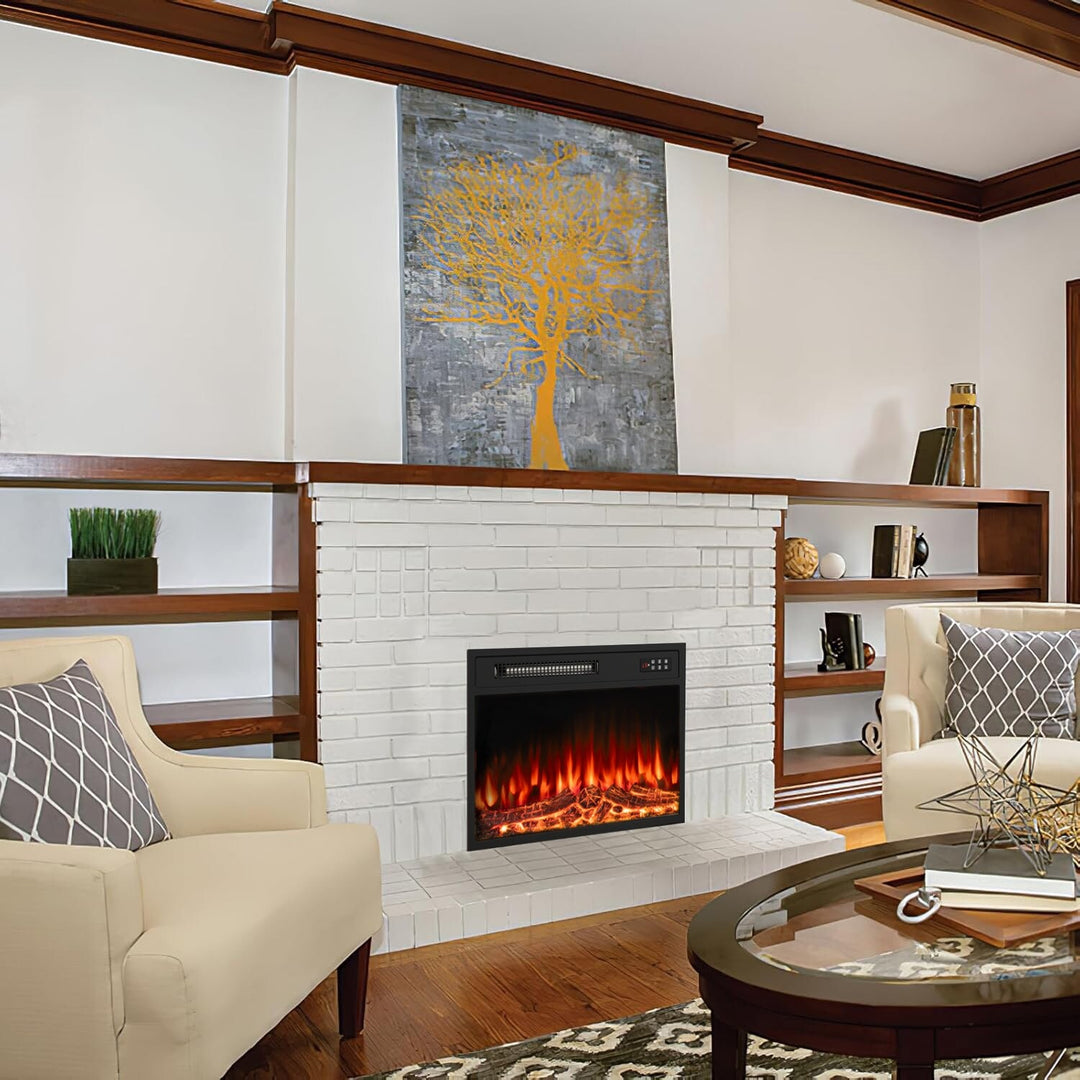 18/23 Inches Electric Fireplace Heater, 750/1500W Electric Fireplace Insert with Overheating Protection