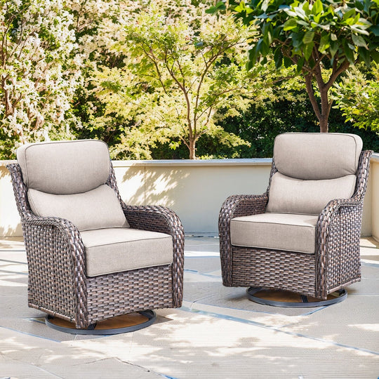 Outdoor Patio Sofa Swivel Chair with 6-Inch Thick Cushions Set