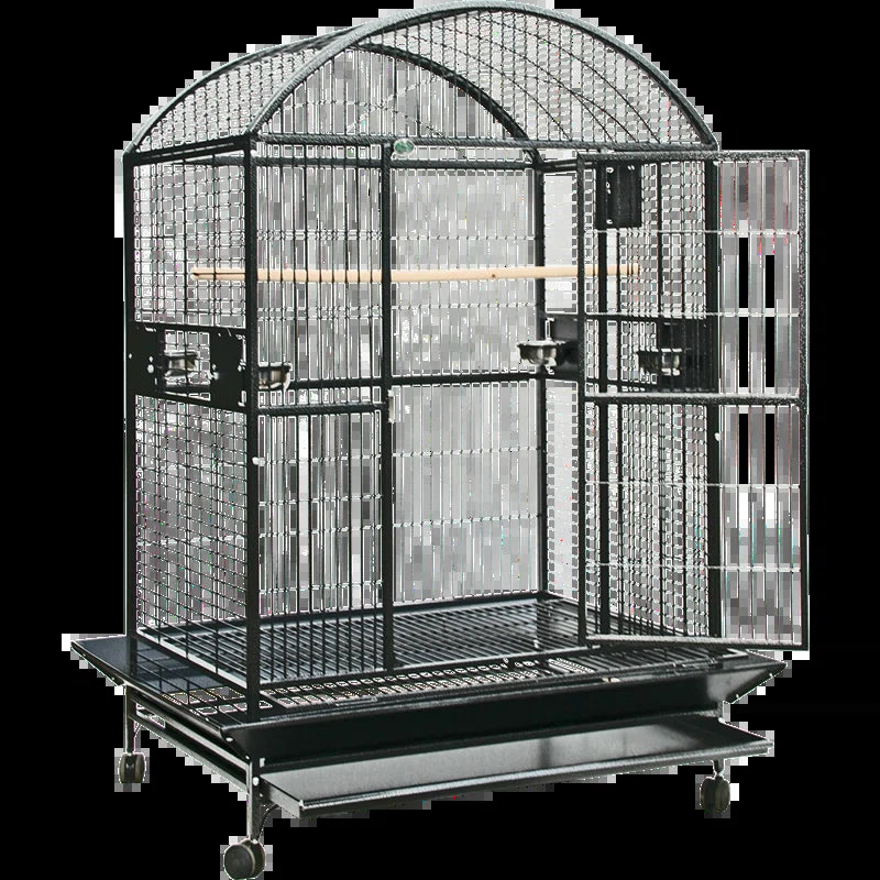 Chree 76'' Iron Dome Top Floor Bird Cage with Wheels