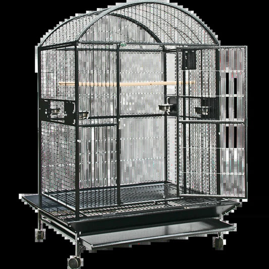 Chree 76'' Iron Dome Top Floor Bird Cage with Wheels