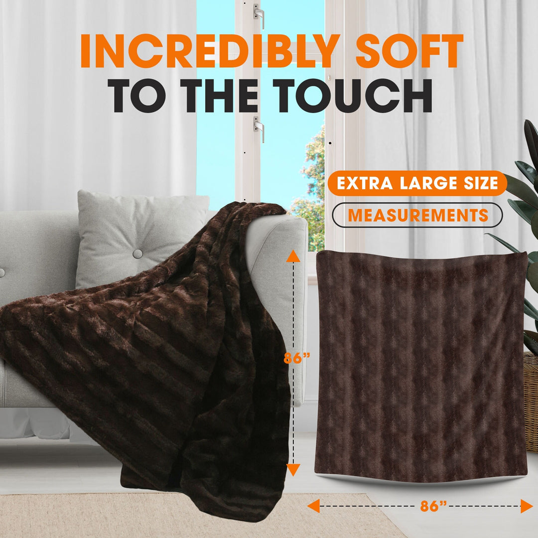 Faux Fur/ Microplush Reversible Throw Blanket