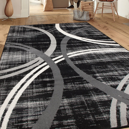 Contemporary Abstract Circles Design Area Rug
