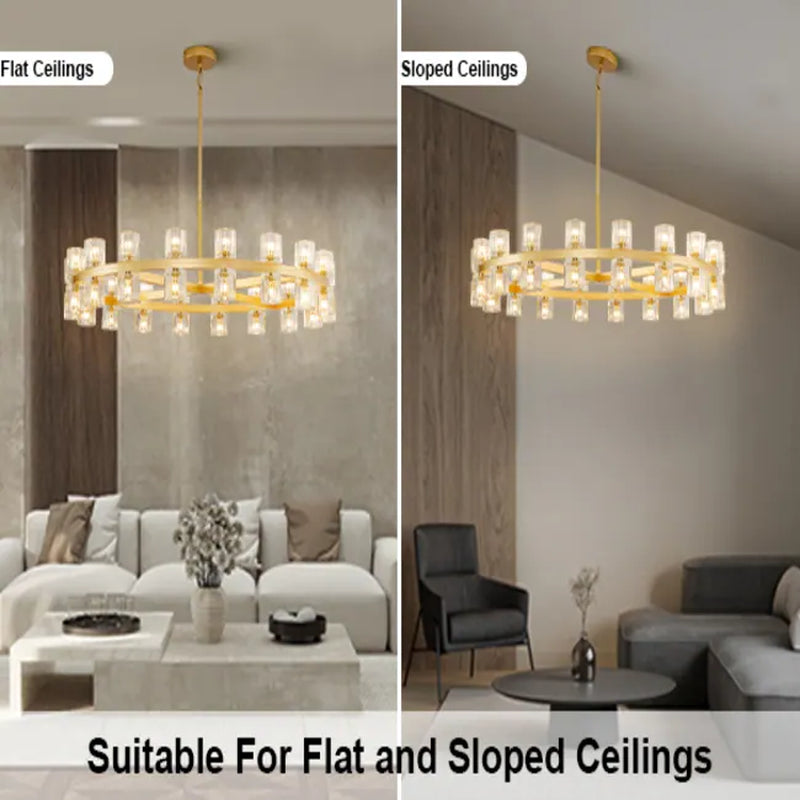 Wagon Wheel Chandelier with Crystal Shade