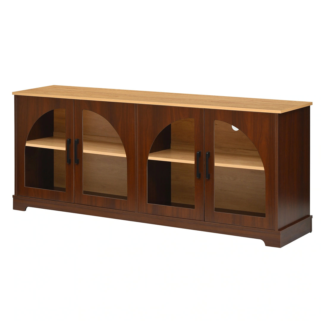 3-Piece Retro Entertainment Center for Tvs up to 70", Two-Tone Farmhouse TV Stand with Sideboard & Bookshelf