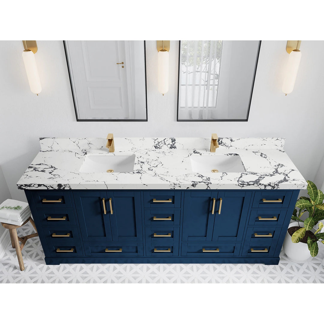 Willow Collection 84 in W X 22 in D X 36 in H Boston Double Bowl Sink Bathroom Vanity with Countertop