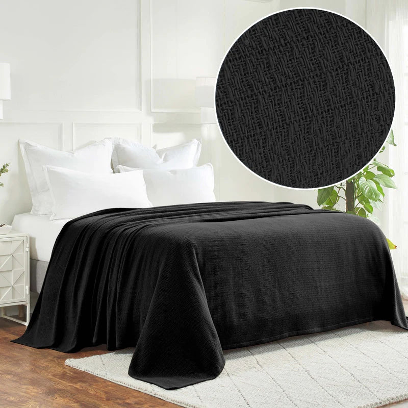 Waffle Weave Honeycomb Knit Soft Cotton Blanket