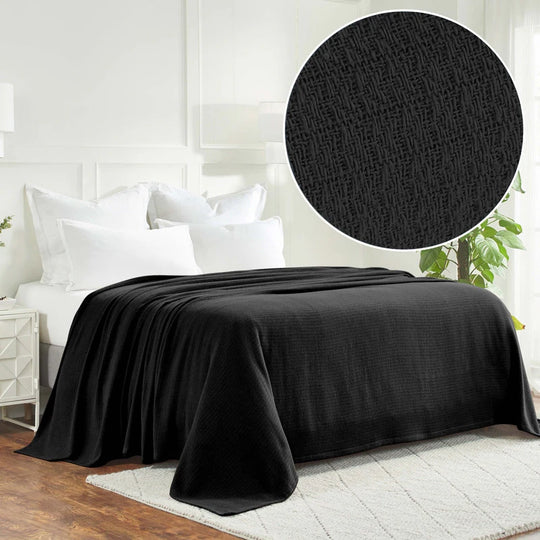 Waffle Weave Honeycomb Knit Soft Cotton Blanket
