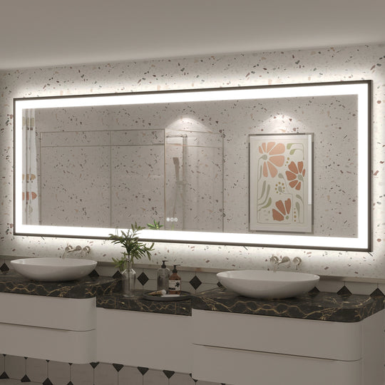 Extra Large Black Frame LED Bathroom Vanity Mirror with 3 Years Warranty and UL Certified