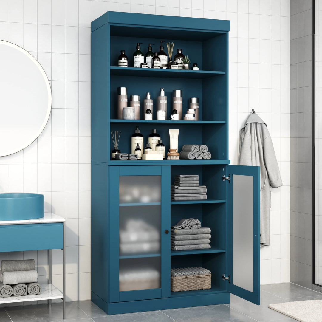100% Solid Wood Bathroom & Laundry Storage Cabinet, Raised Panel Doors, Adjustable Shelves, 32" Wide, 71.5" Tall