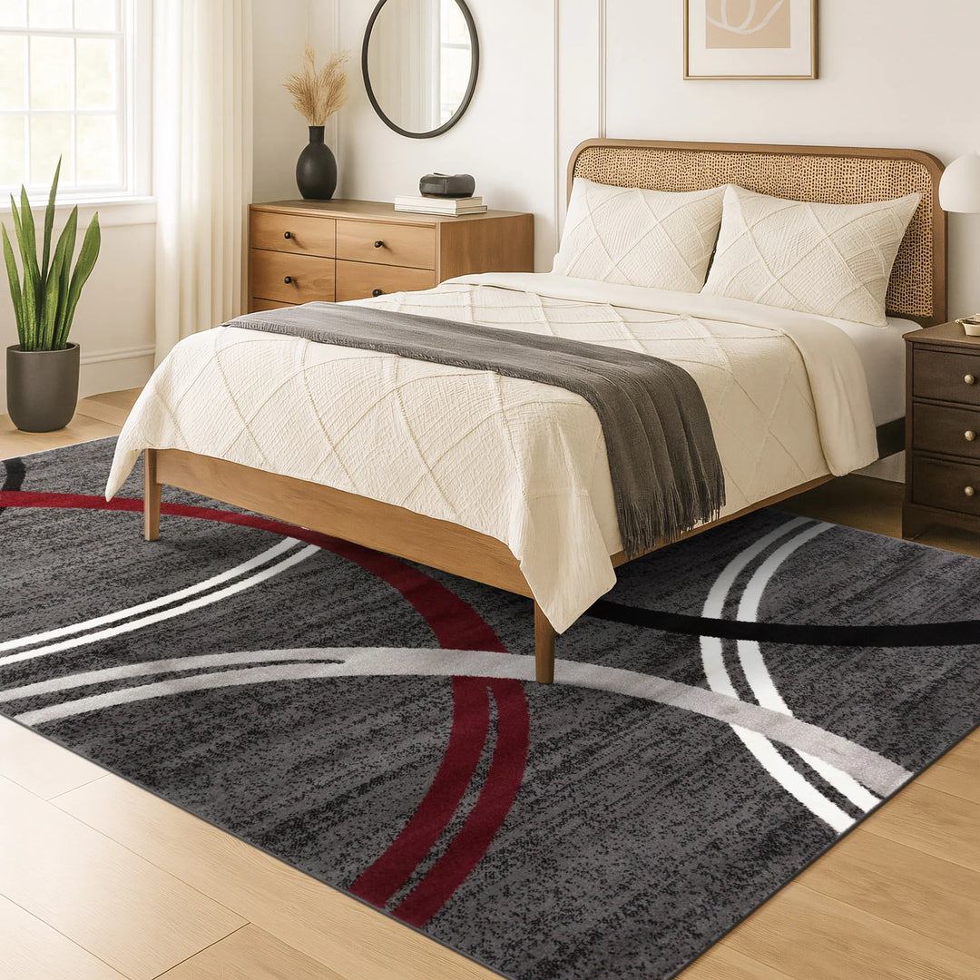 Contemporary Abstract Circles Design Area Rug
