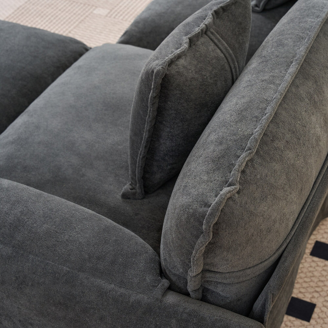 - 6-Piece Modular U-Shaped 143.31" Sectional Sofa with 2 Movable Ottomans