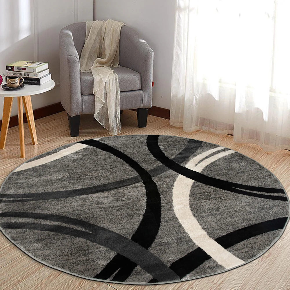 Contemporary Abstract Circles Design Area Rug
