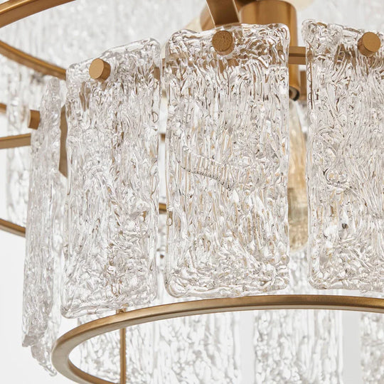 8-Light 3 Tiered Glass Chandelier Pendant Lights - W27.75" X H85"