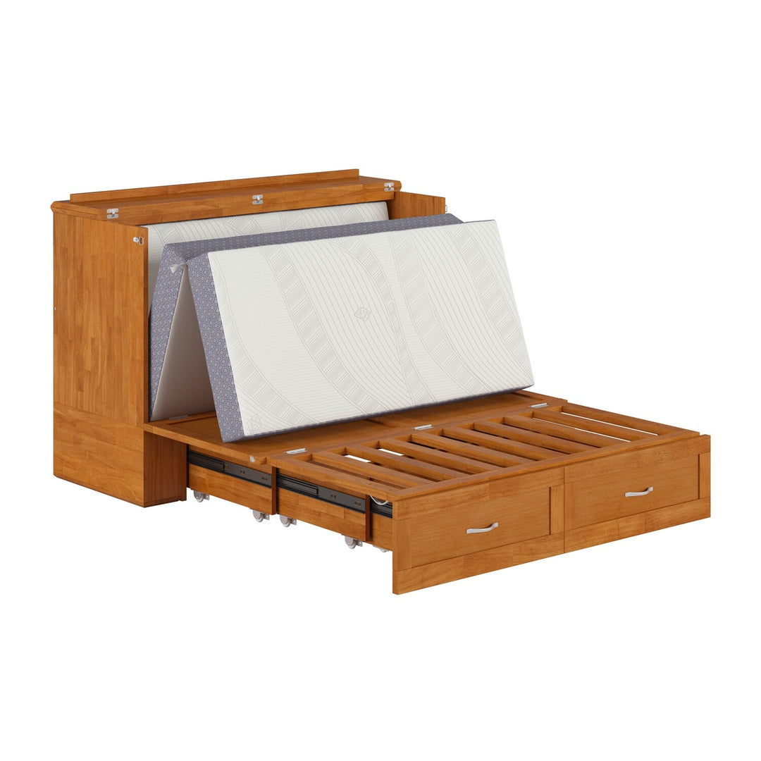 Hamilton Murphy Bed Chest with Mattress and Storage Drawer