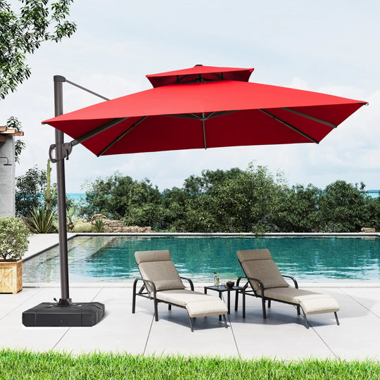 11 X 11 FT Outdoor Square Patio Cantilever Offset Umbrella with Crank and 360 Degrees Rotation