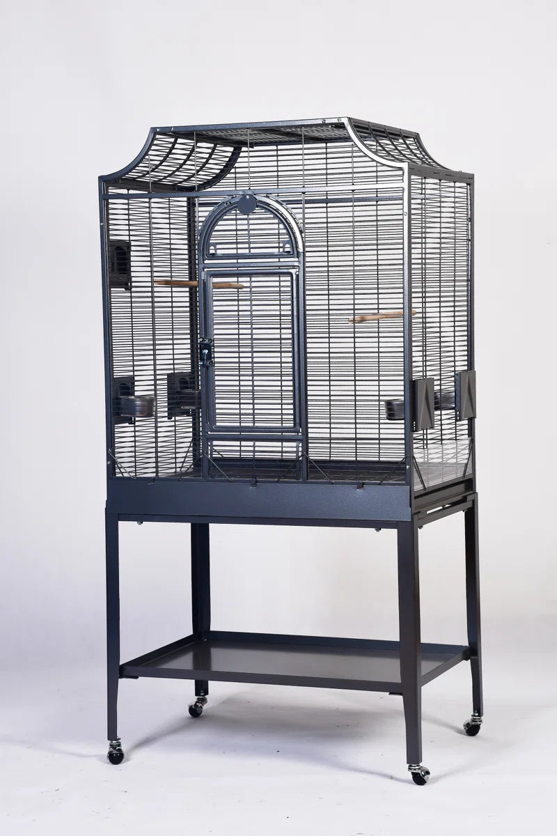 Charlonda 63'' Iron Victorian Top Flight Cage with Wheels