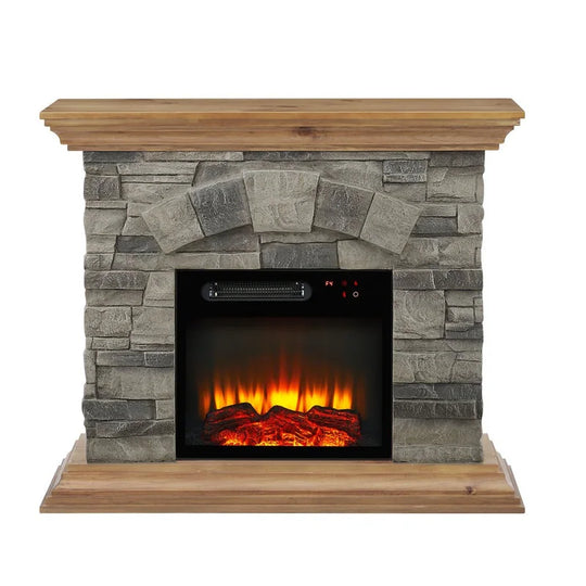 40 In. Faux Stone Freestanding Electric Fireplace - 40" in Width