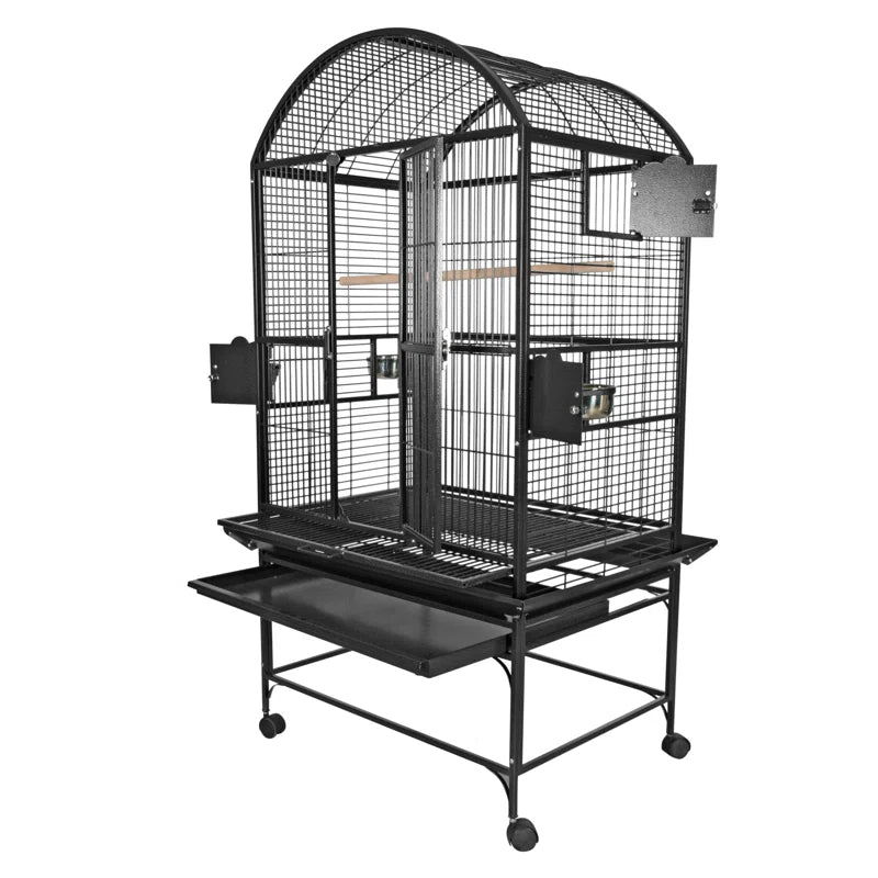 Cleveland 63'' Iron Dome Top Floor Bird Cage with Wheels