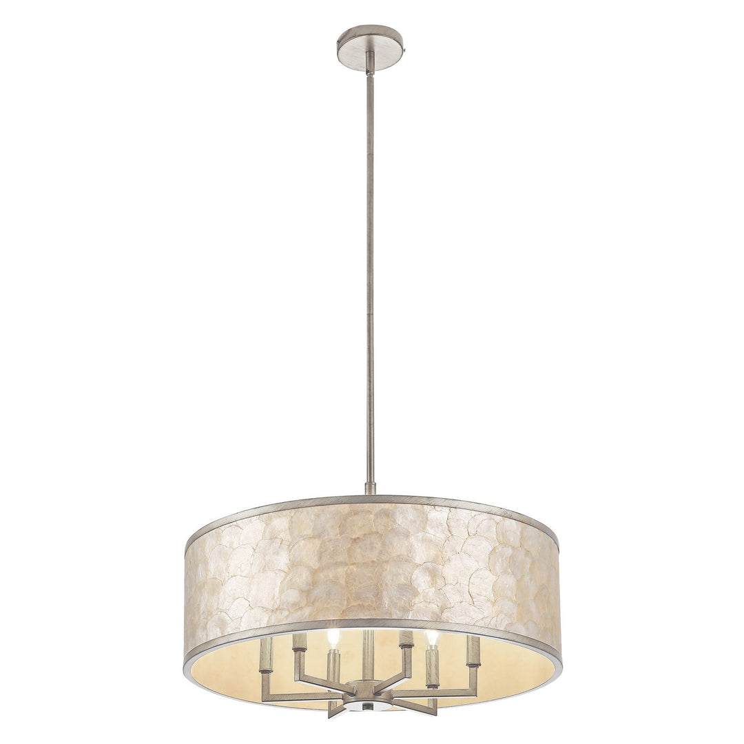 Getledel 24-Inch 6-Light Capiz Shell Drum Chandelier