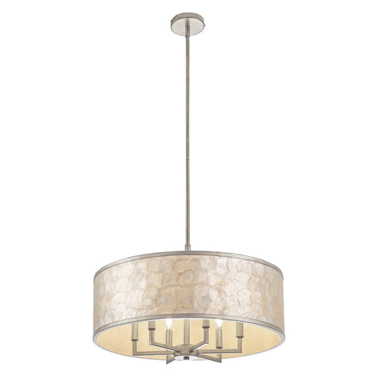 Getledel 24-Inch 6-Light Capiz Shell Drum Chandelier