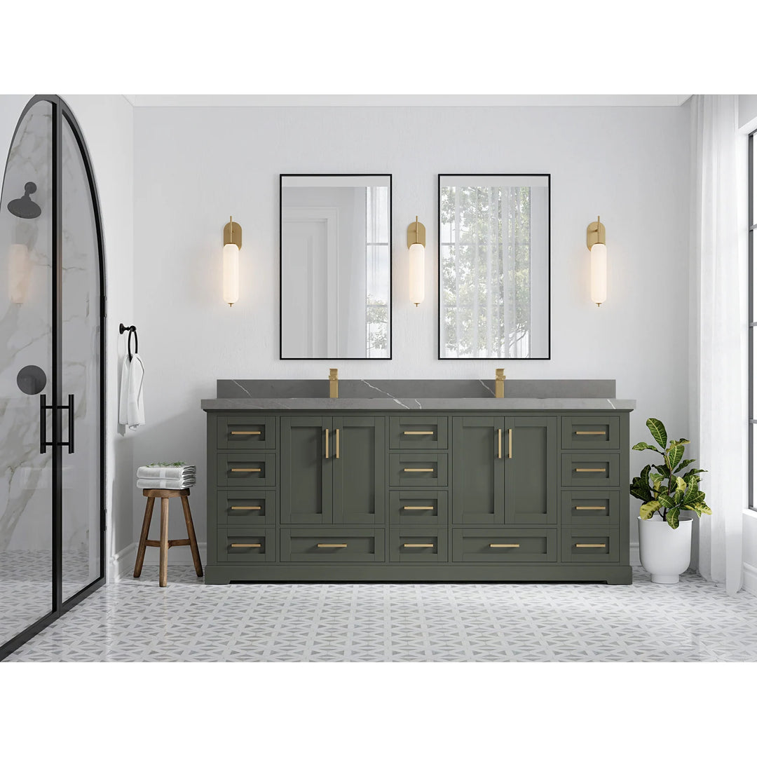 Willow Collection 84 in W X 22 in D X 36 in H Boston Double Bowl Sink Bathroom Vanity with Countertop