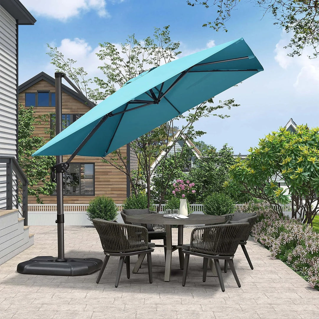 9 Ft Square 360 Degree Rotation Patio Cantilever Umbrella