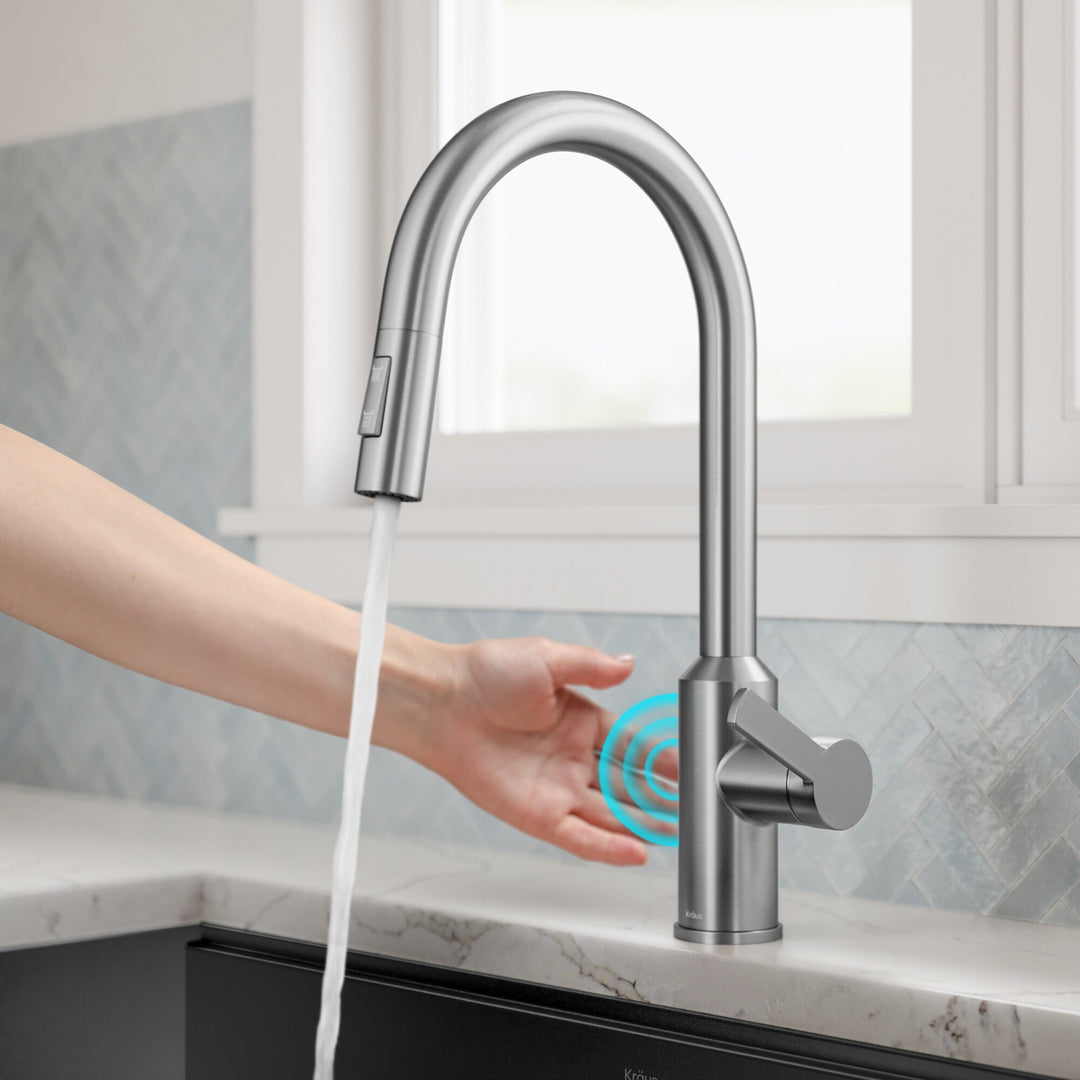 2-Function 1-Handle 1-Hole Pulldown Sprayer Brass Kitchen Faucet