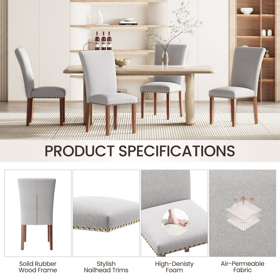 RENEWLINE Dining Chairs, Fabric with Nailhead Trim and Wood Legs