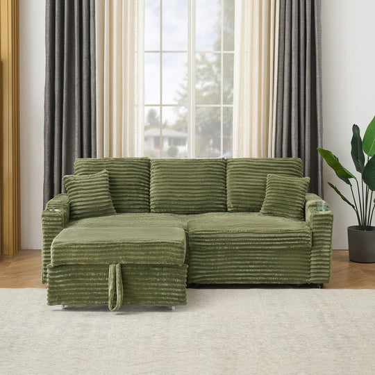 80" Cordylona Sofa, Cup Holder, Ottoman Storage