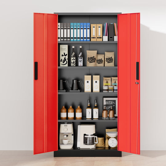 71'' H Metal Garage Storage Work Cabinet with Locking Doors and Adjustable Shelves