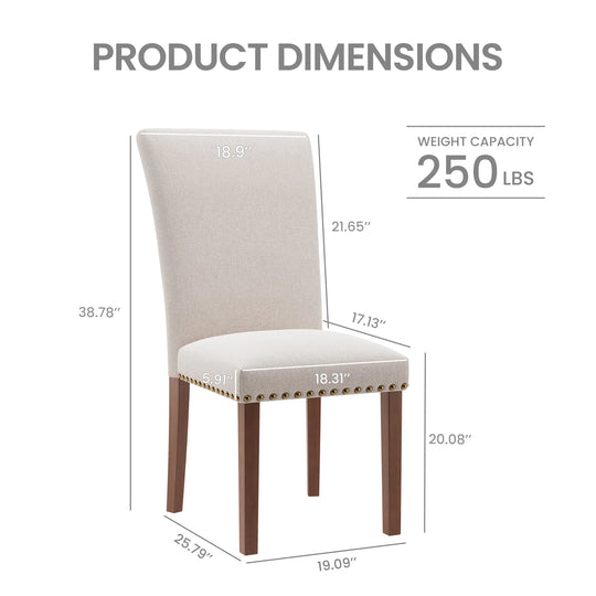 RENEWLINE Dining Chairs, Fabric with Nailhead Trim and Wood Legs