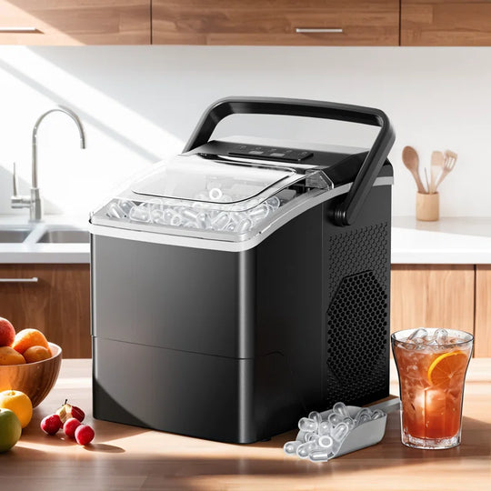 26 Lbs 2 Sizes of Bullet Ice Maker, Camping and Party Ice Maker with Handle, Kitchen Portable Ice Maker Machine with Self-Cleaning
