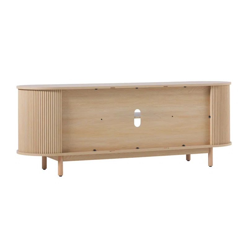 Dragelin Modern Reeded TV Stand with Open Storage