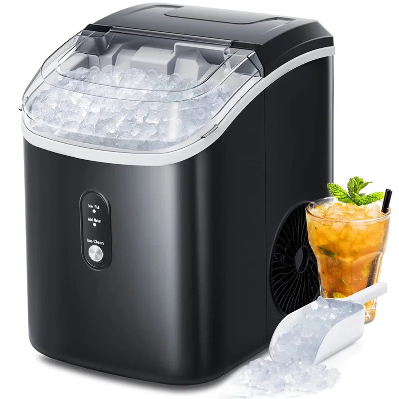 Nugget Countertop Ice Maker with Soft Chewable Ice, Automatic 34S in 24 Hours, Pebble Portable Ice Machine with Ice Scoop, Self-Cleaning, One-Click Operation, for Kitchen,Office