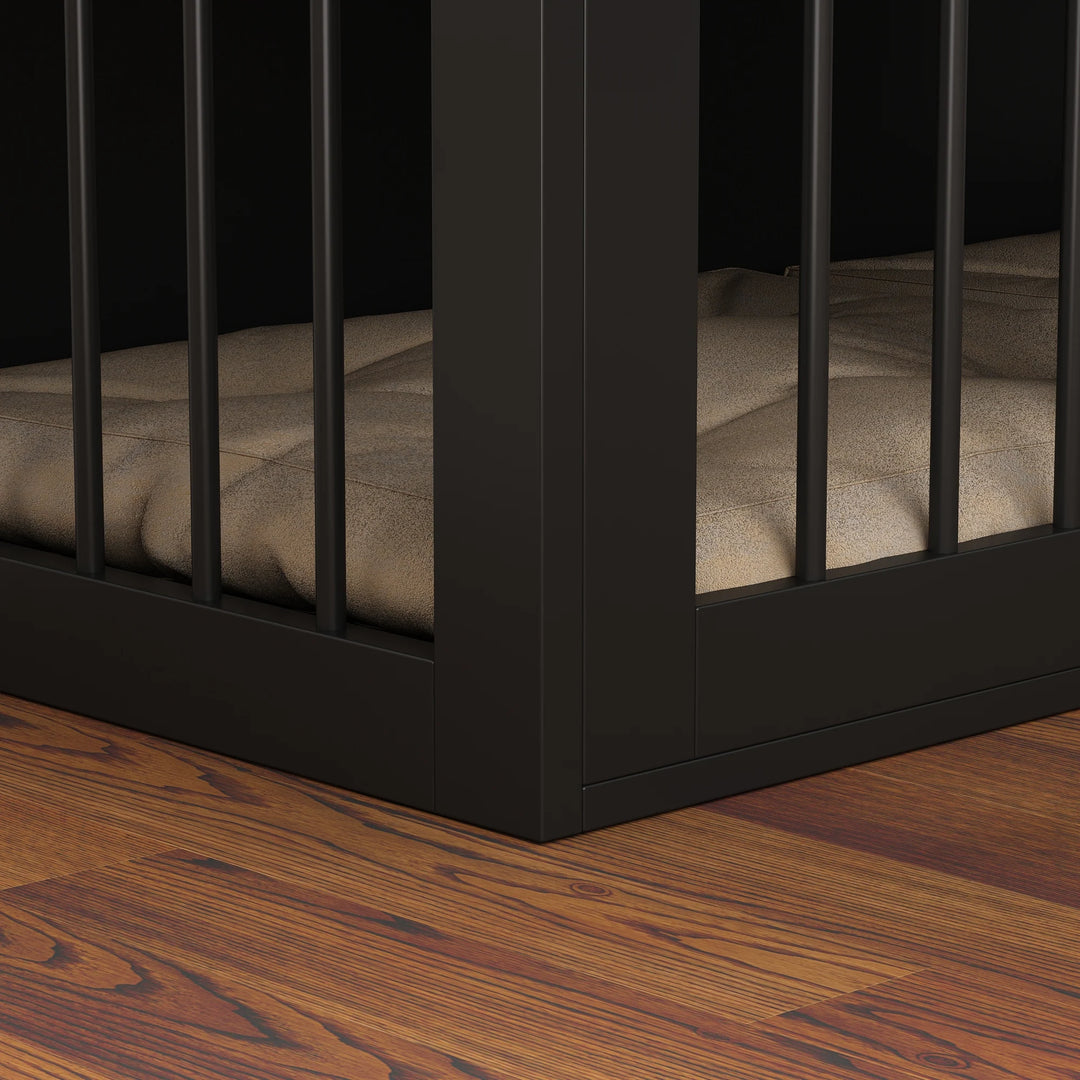 Chic Pet Haven: Luxe Wooden Dog Crate & Designer Home Bench - 47.2"