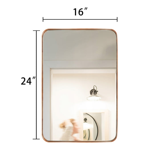 Modern Rounded Rectangle Metal Frame Wall Mirror
