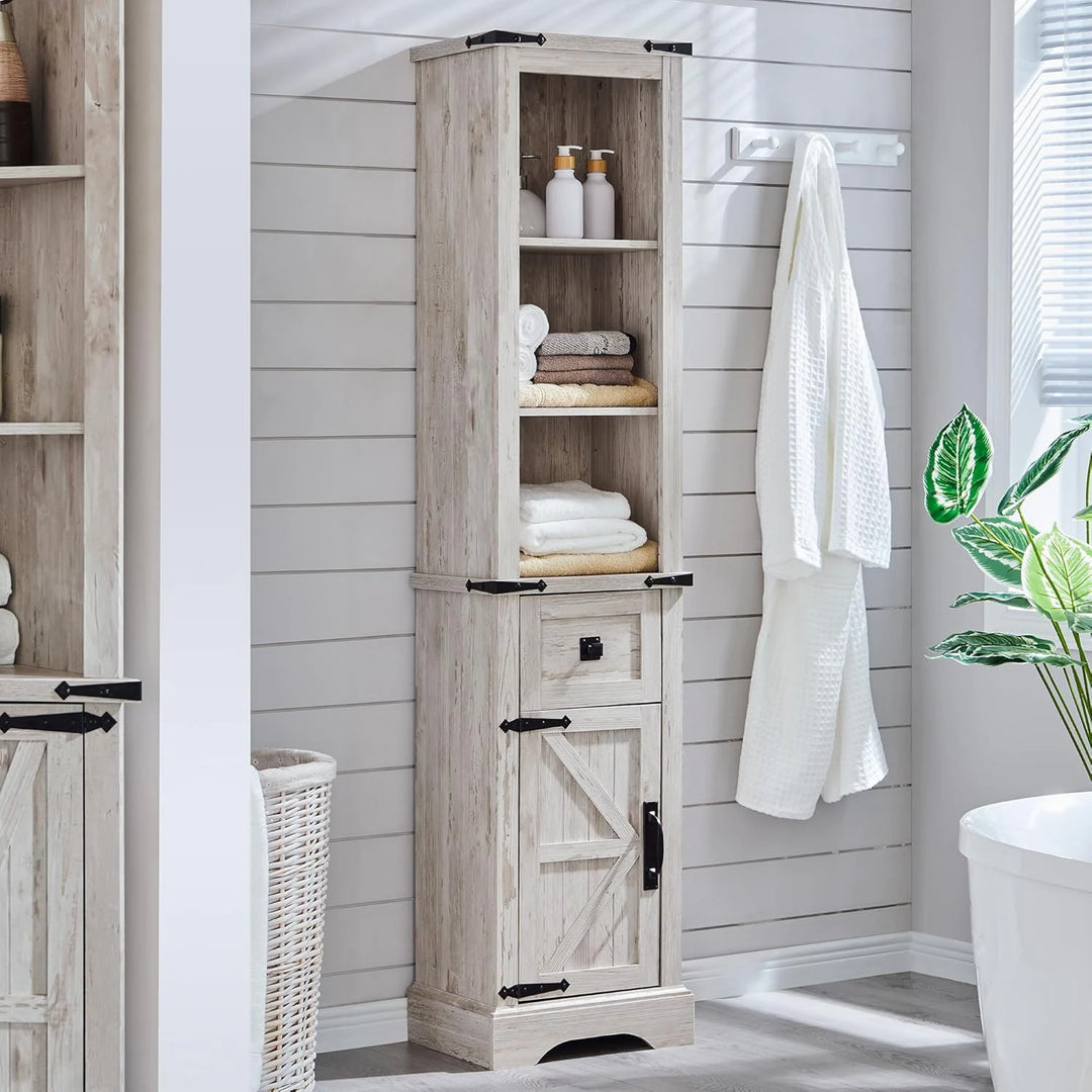 Farmhouse Slim Bathroom Storage Cabinet, 68" Tall Storage Cabinet