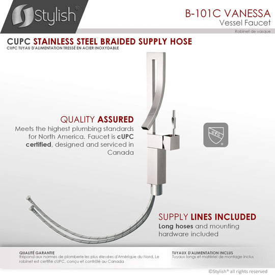 Single Handle Bathroom Faucet for Single Hole Brass Vessel Mixer Tap - Faucet Height: 17 1/2" Spout Height: 8"