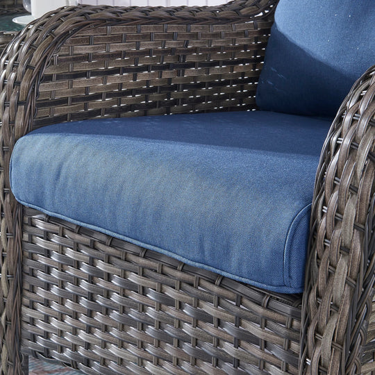 Outdoor Wicker High Back Club Chair with Cushions (Set of 2)